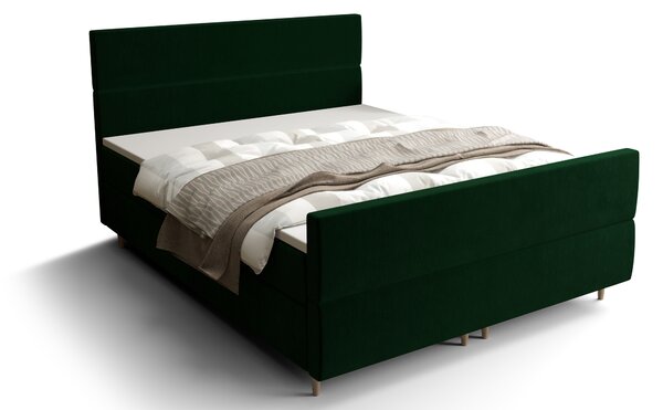 Manželská postel Boxspring 140 cm Flu plus (tmavě zelená) (s matrací a úložným prostorem). 1046565