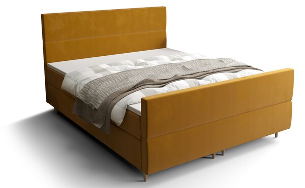 Manželská postel Boxspring 140 cm Flu Plus Comfort (zlatá) (s matrací a úložným prostorem). 1055955