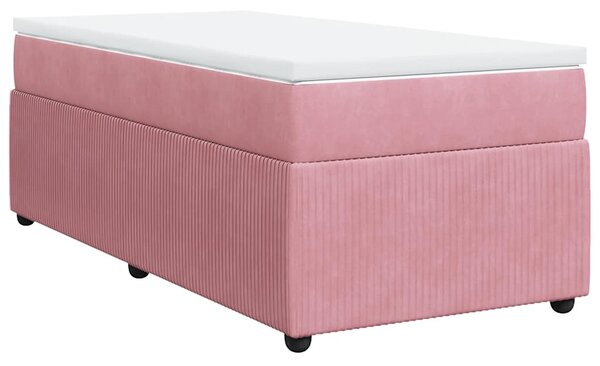 Box spring postel s matrací růžová 90x190 cm samet 3285613