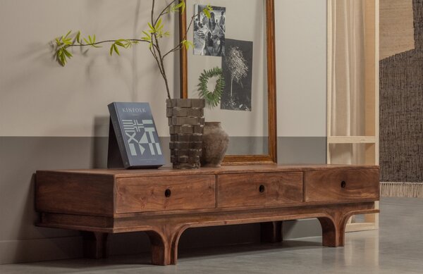 -25 % Dny MOMENTI– WOOOD Hnědý dřevěný TV stolek Esta 180 x 45 cm