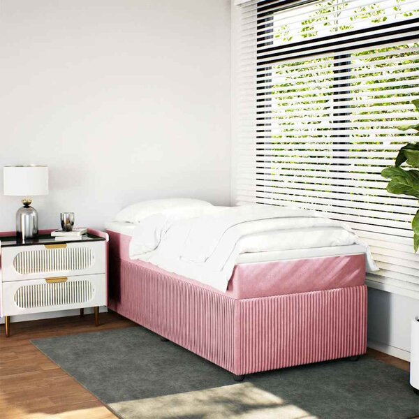 Box spring postel s matrací růžová 90x190 cm samet 3285613