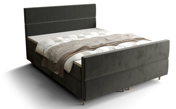 Manželská postel Boxspring 160 cm Flu plus (tmavě šedá) (s matrací a úložným prostorem). 1046582
