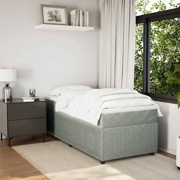 Box spring postel s matrací světle šedá 90x200 cm samet 3285614