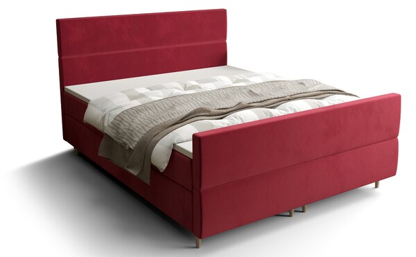 Manželská postel Boxspring 140 cm Flu Plus Comfort (bordó) (s matrací a úložným prostorem). 1055956