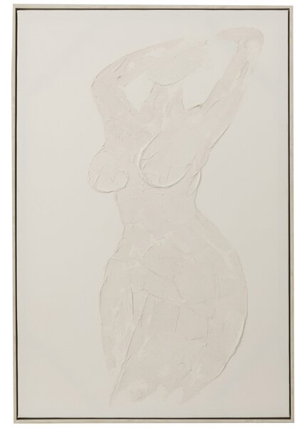 Bílý abstraktní obraz J-line Curvy 90 x 60 cm
