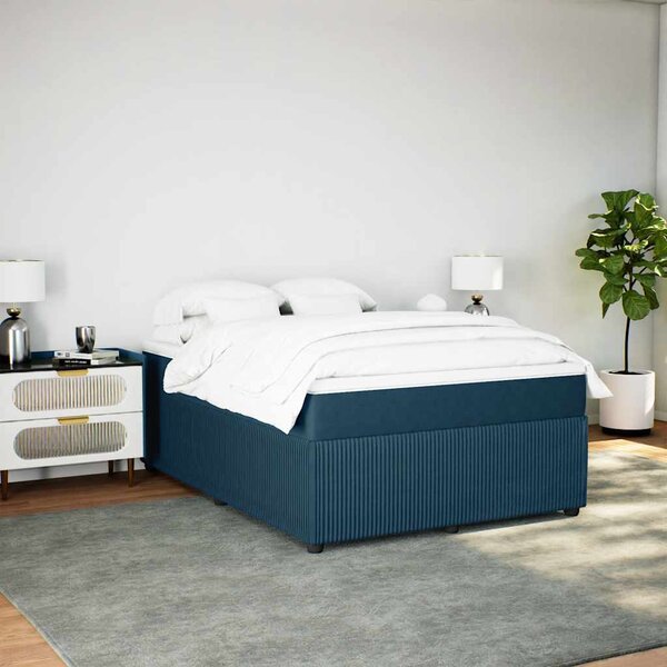 Box spring postel s matrací tmavě modrá 140x200 cm samet 3285648