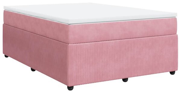Box spring postel s matrací růžová 140x200 cm samet 3285649
