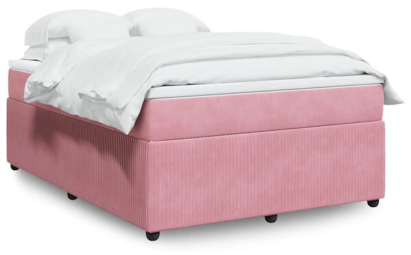 Box spring postel s matrací růžová 140x200 cm samet 3285649