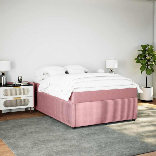Box spring postel s matrací růžová 140x200 cm samet 3285649