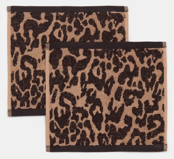 Sinsay - Bavlněné ručníky s leopardím vzorem 2 pack - hnědá