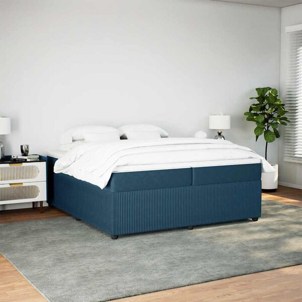 Box spring postel s matrací tmavě modrá 200x200 cm samet 3285666