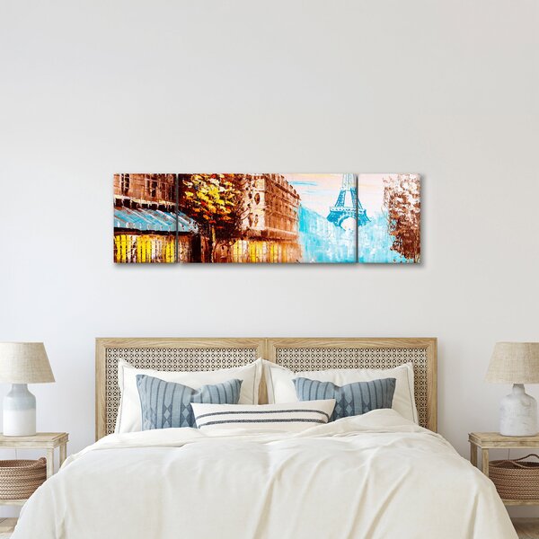 Obraz - Deštivého počasí a Eiffelovvy věže (170x50 cm)