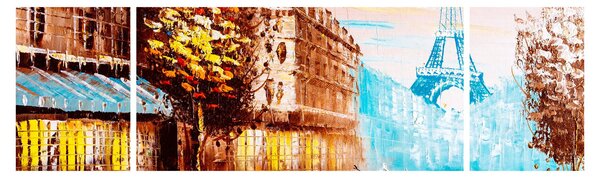 Obraz - Deštivého počasí a Eiffelovvy věže (170x50 cm)