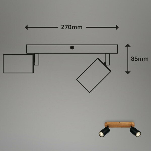 BRILONER Bodové svítidlo 27 cm 2xGU10 max. 9W černá BRILO 2922-025