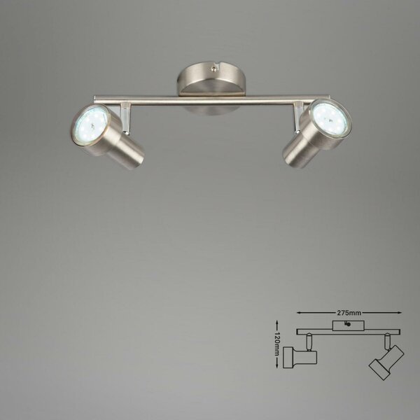 BRILONER Bodové svítidlo 27,5 cm 2xGU10 500lm 6W matný nikl BRI 2843-022