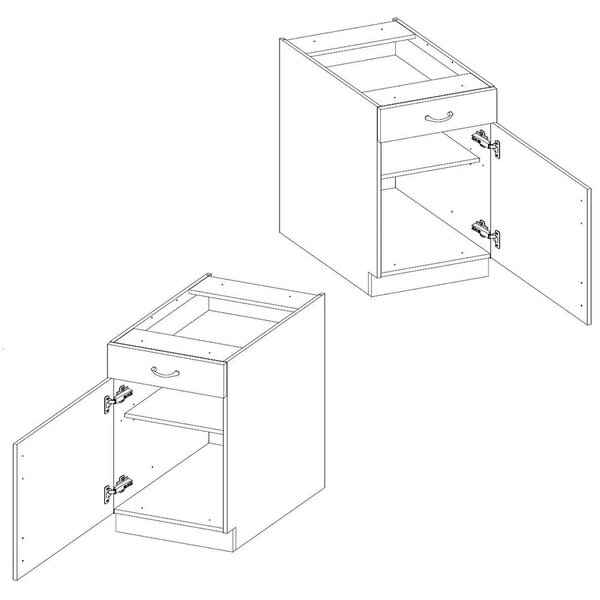 Kuchyňská linka LARA wh | ve tvaru L | 410x260 cm | verze B | UNI | zásuvky PREMIUM BOX | bílá lesk