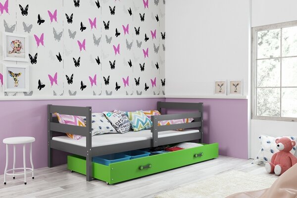 Dětská postel Eryk - 1 osoba, 80x190 s úložným prostorem – Grafit, Růžová