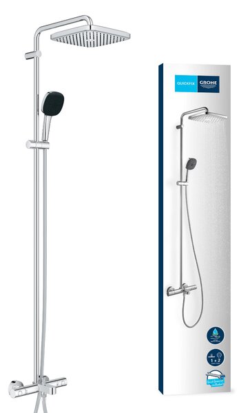Grohe Vitalio Comfort vanová sada se sprchou na stěnu s termostatem s dešťovou sprchou StarLight Chrome 26984001