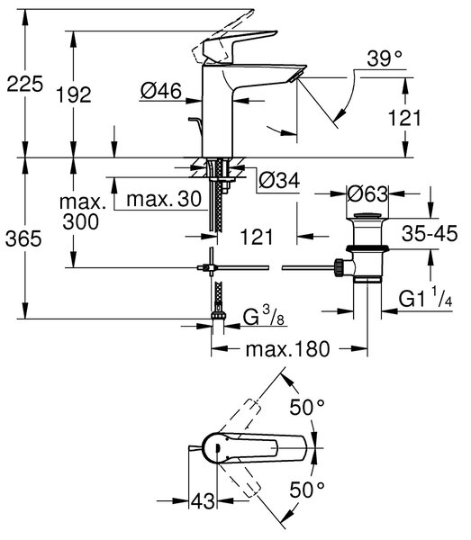 Grohe Start umyvadlová baterie stojící černá 234552432