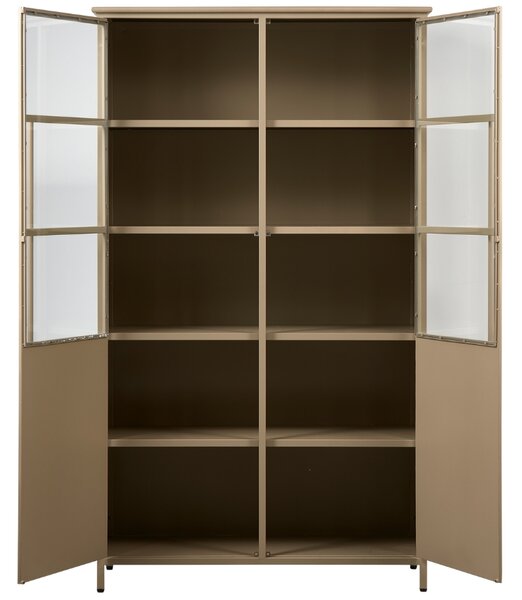 WOOOD Khaki kovová vitrína Merrick 170 x 99 cm