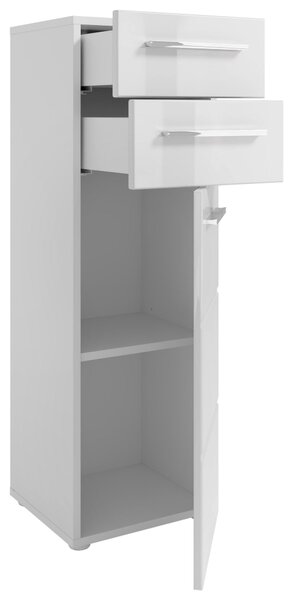 VYSOKÁ KOMODA, bílá, vysoce lesklá bílá, 34/104/31 cm MID.YOU - Koupelnové série, Online Only