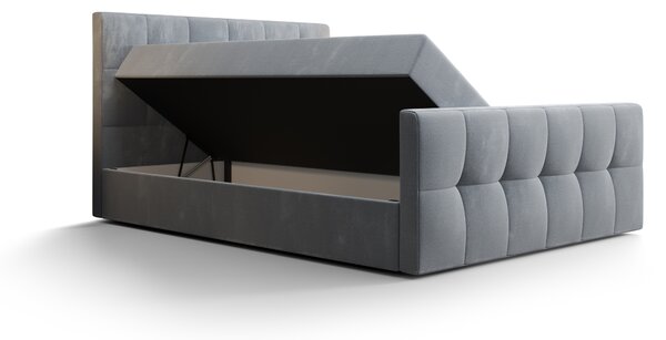Manželská postel Boxspring 140 cm Macheta (světlomodrá) (s matrací a úložným prostorem)