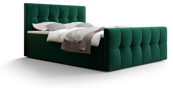 Manželská postel Boxspring 140 cm Macheta (olivová) (s matrací a úložným prostorem). 1046716