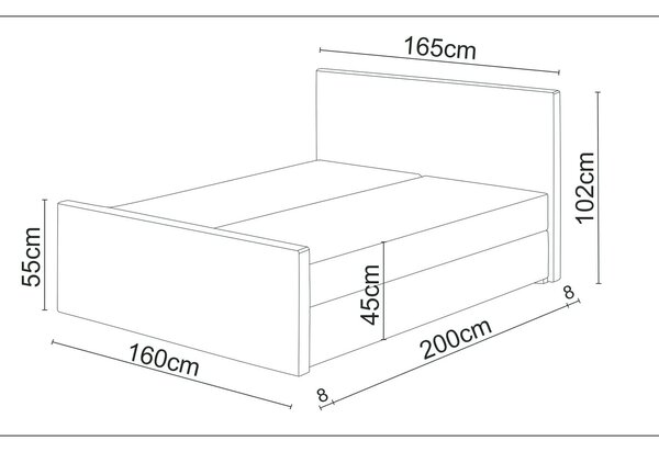 Manželská postel Boxspring 140 cm Milagros 1 (černá) (s matrací a úložným prostorem)