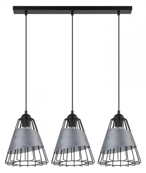SIGMA Závěsné kovové osvětlení DENI nad jídelní stůl, 3xE27, 60W, černá/šedá 40542