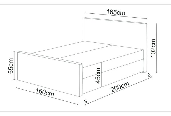 Manželská postel Boxspring 140 cm Milagros 3 (černá) (s matrací a úložným prostorem)