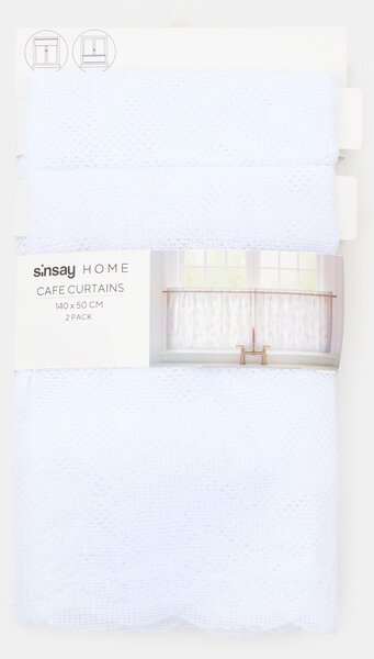 Sinsay - Sada záclonek s rostlinným motivem 2 pack - bílá