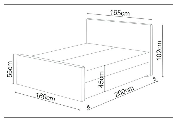 Manželská postel Boxspring 140 cm Milagros 4 (černá) (s matrací a úložným prostorem)