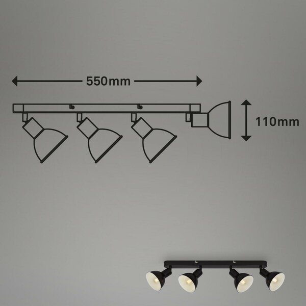 BRILONER Bodové svítidlo 55 cm 4x E14 max. 25W černá BRILO 2674-045