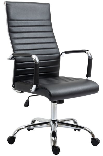 Ergonomická kancelářská židle Vinsetto s výškovým nastavením a funkcí naklánění - otočná židle potažená umělou kůží s polstrováním - černá - 54 x 62 x