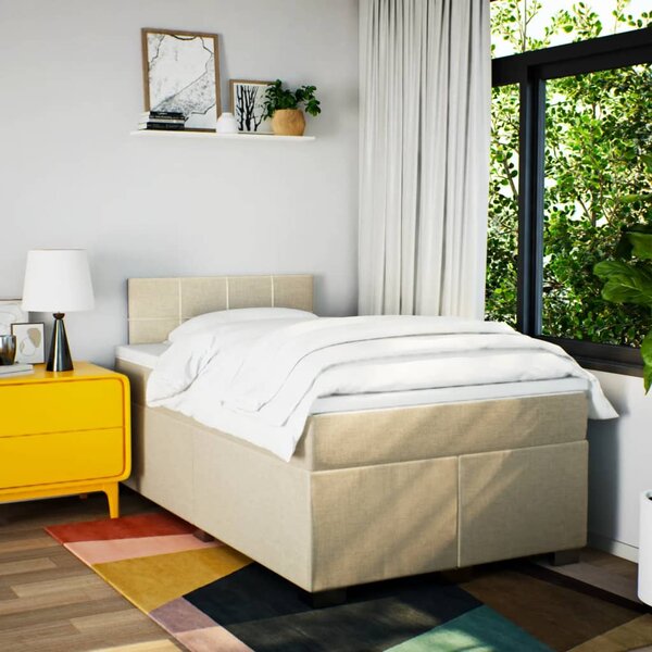 Box spring postel s matrací krémová 120x190 cm textil 3285832
