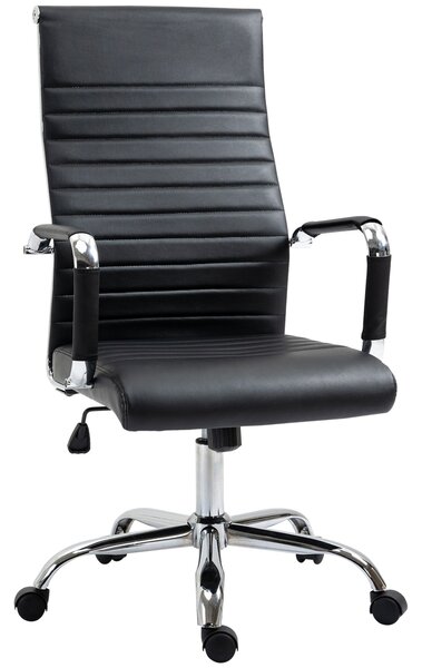 Ergonomická kancelářská židle Vinsetto s výškovým nastavením a funkcí naklánění - otočná židle potažená umělou kůží s polstrováním - černá - 54 x 62 x