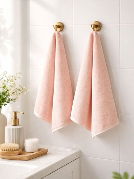 Sinsay - Jednobarevné bavlněné ručníky 2 pack - růžová