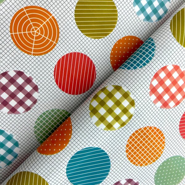 Ubrus PVC kulatý DC-501 – Duha puntíků (různé velikosti)
