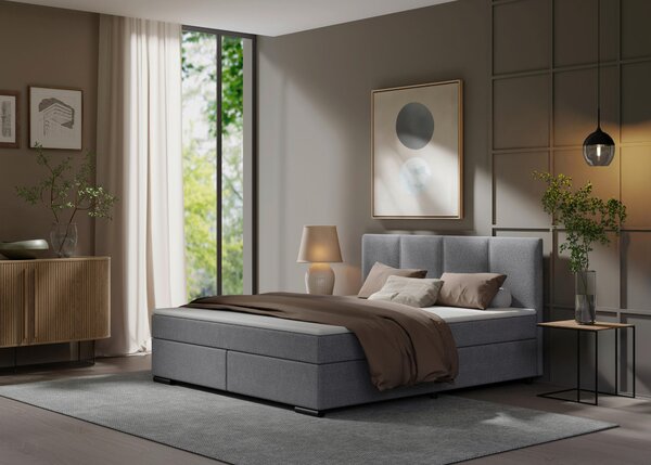 POSTEL BOXSPRING, 160/200 cm, světle šedá MID.YOU - Manželské postele, Online Only