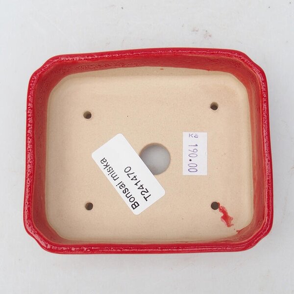 E-bonsai Keramická bonsai miska 11 x 9,5 x 3 cm červená