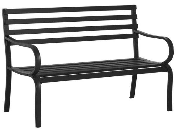 Outsunny zahradní lavička pro 2 osoby s nosností 240 kg - venkovní a vnitřní nábytek 127 x 58 x 82 cm černá | Aosom