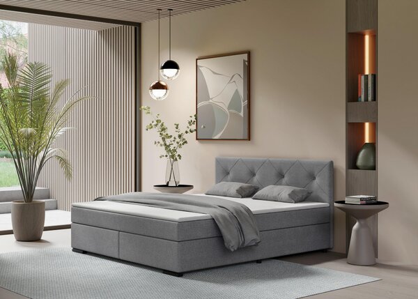 POSTEL BOXSPRING, 160/200 cm, světle šedá MID.YOU - Manželské postele, Online Only