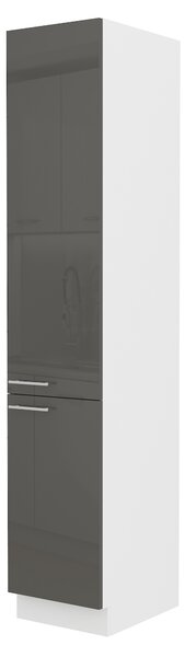 Potravinová kuchyňská skříňka Lavera 40 DK 210 2F (bílá + lesk šedý). 1032429