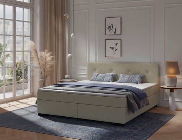 POSTEL BOXSPRING, 160/200 cm, béžová MID.YOU - Manželské postele, Online Only