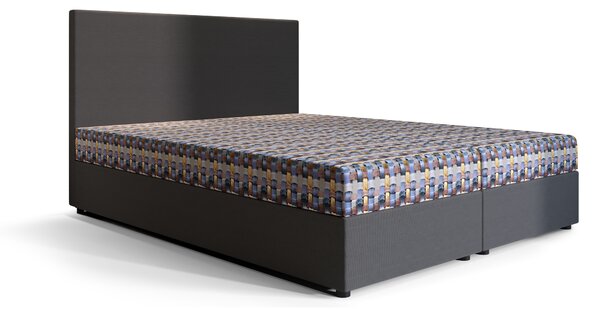 Manželská postel Boxspring 140 cm Skonto (tmavě šedá + vzor pletený) (s matrací a úložným prostorem). 1047347