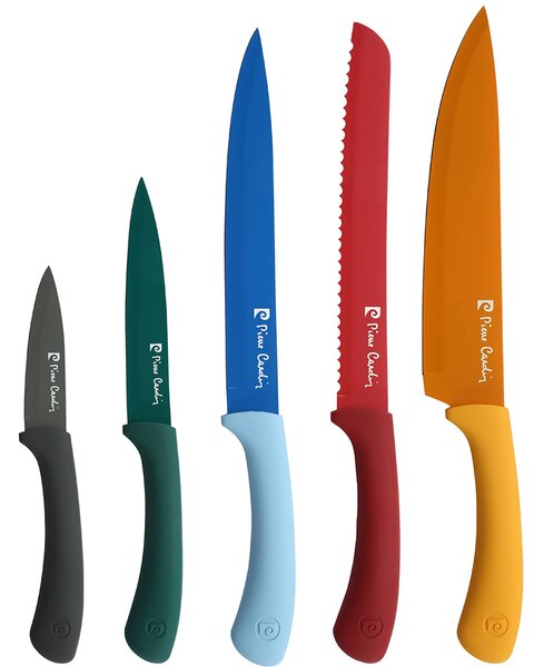 Sada nožů Pierre Cardin PC-5253 / 5 ks / černá / červená / žlutá / modrá / zelená