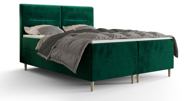 Manželská postel Boxspring 140 cm Saruta (olivová) (s matrací a úložným prostorem). 1047355