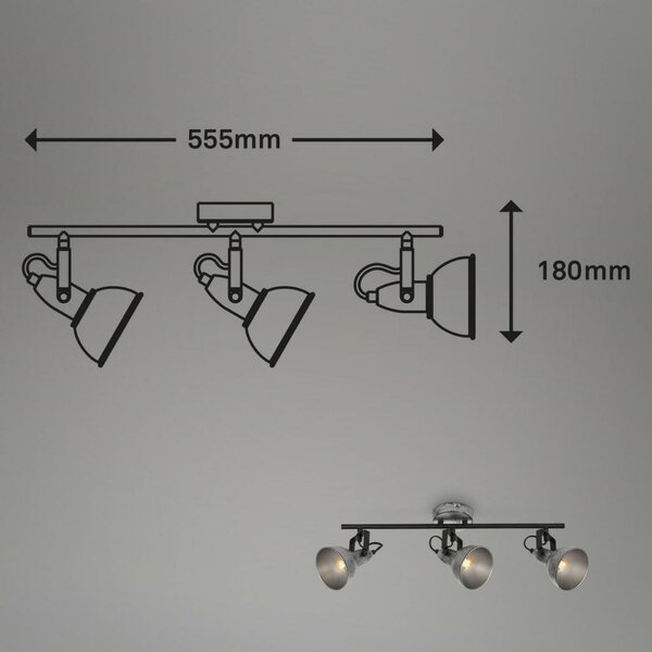 BRILONER Bodové svítidlo pr. 10 cm 3x E14 max. 40W antická stříbrná BRILO 2049-034
