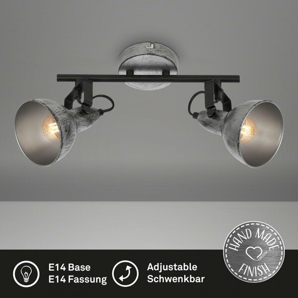 BRILONER Bodové svítidlo pr. 10 cm 2x E14 max. 40W antická stříbrná BRILO 2049-024