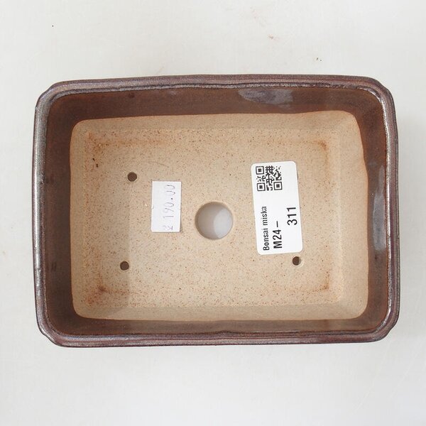 E-bonsai Keramická bonsai miska 13,5 x 10,5 x 5 cm hnědá